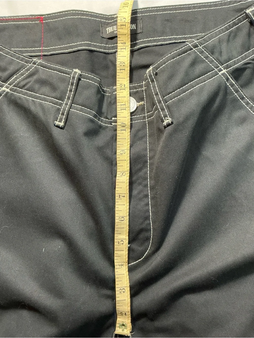 True Religion Men’s Black Slim Straight Jeans with White Contrast Stitching